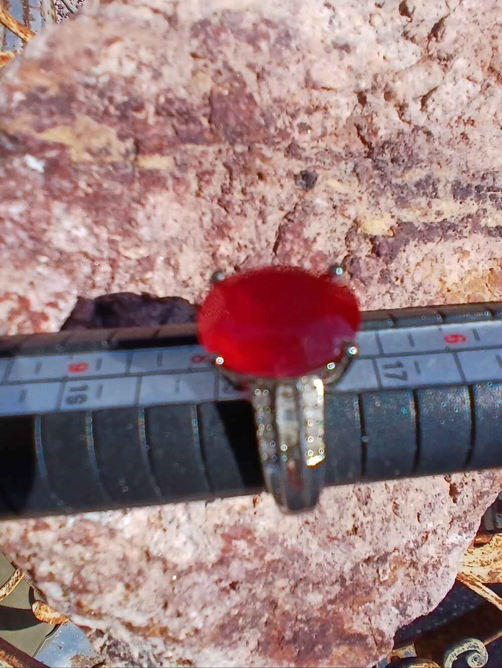 Garnet Stone Set In Silver Band - Picture 4 of 4